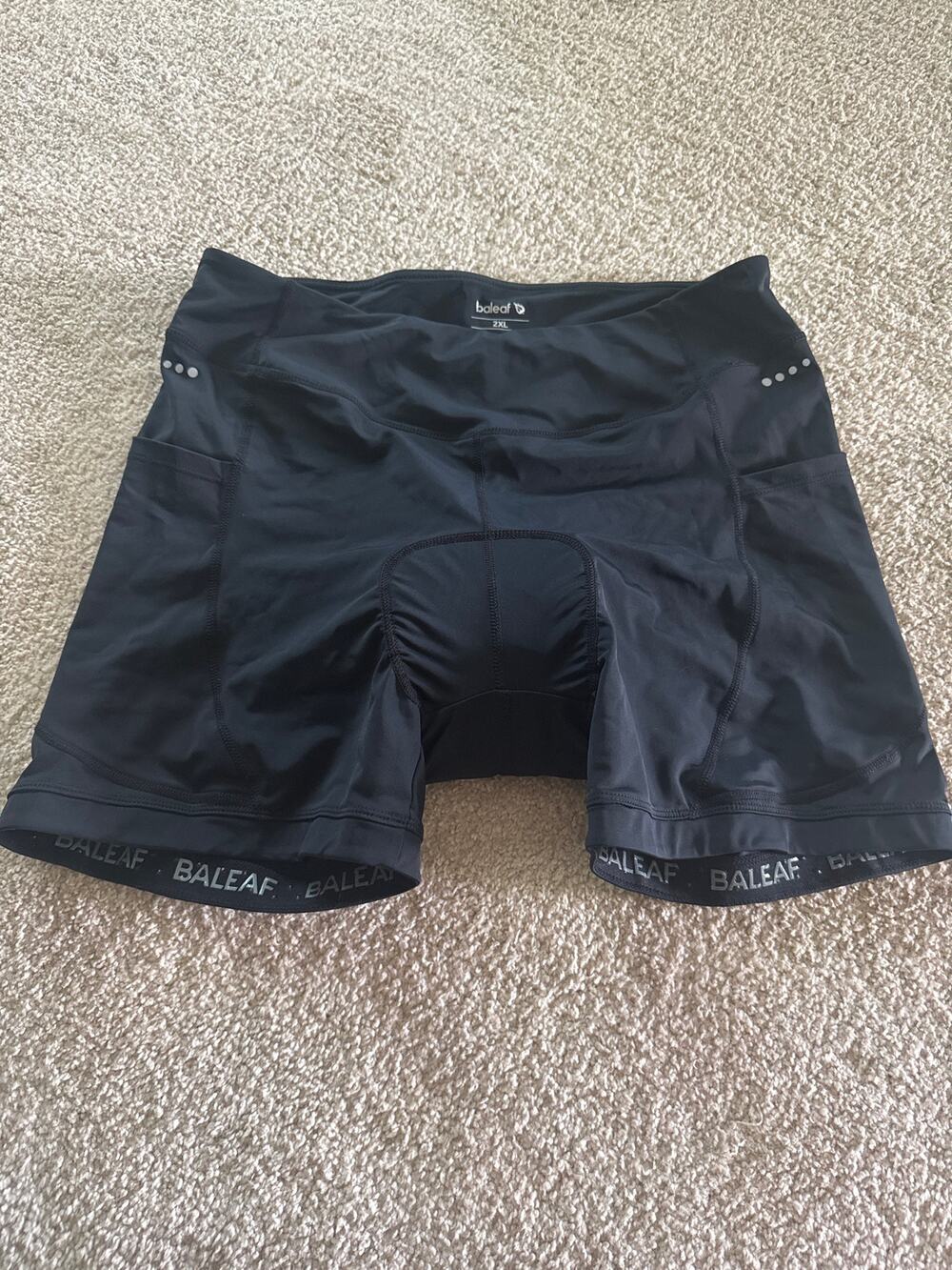 NEW Baleaf Cycling Shorts Men's 2XL Black 3D Padded Bike Reflective Pockets